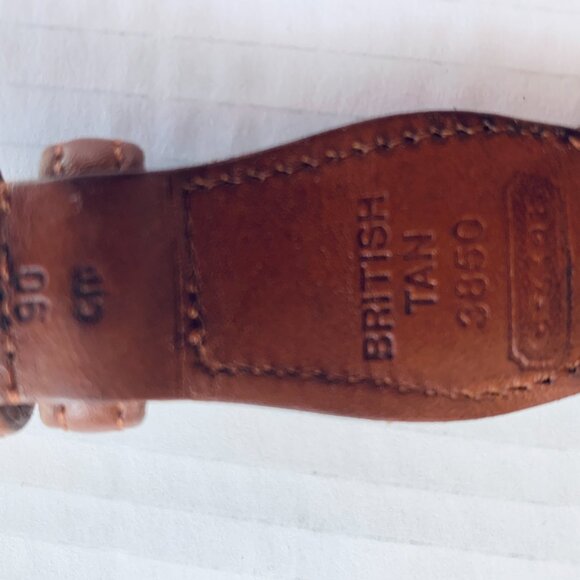 COACH BELT Braided Two Tone Brown Leather Sz 36 - Picture 3 of 6